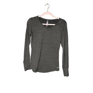 N.Y.L. Athletic Long Sleeve Workout Top Grey Thumb Hole Quality Fabric Comfort